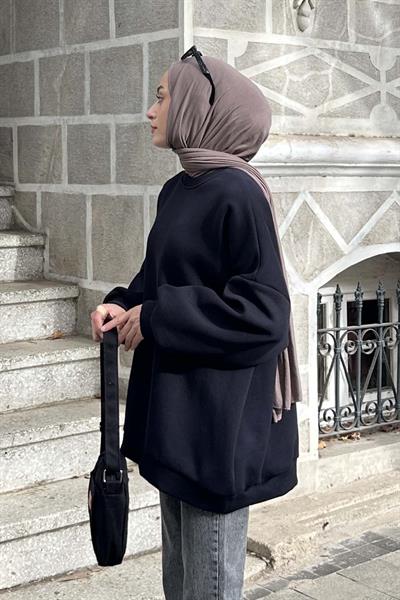 Jasmin Bisiklet Yaka Oversize Sweat Koyu lacivert