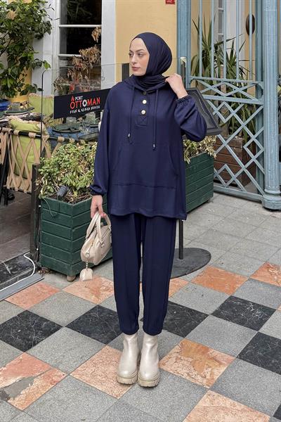 Kapüşonlu İkili Takım Lacivert