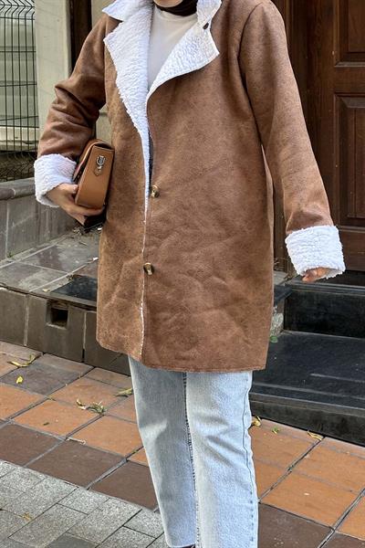 Süet Garnili Mont Acı Kahverengi