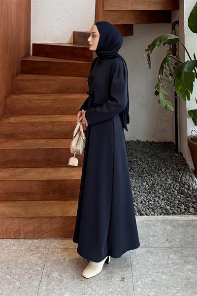 Kurdela Detaylı Scuba Elbise Lacivert