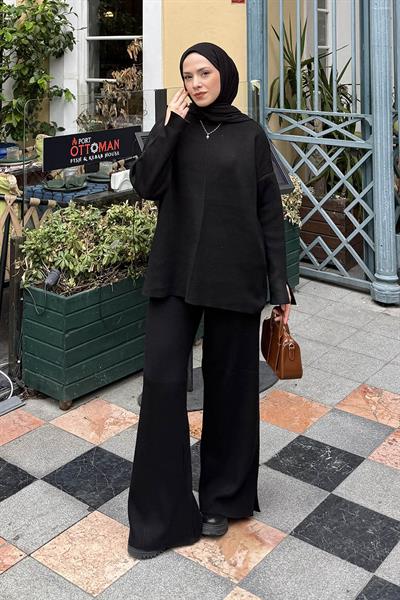 Düz Bisiklet Yaka Takım Siyah