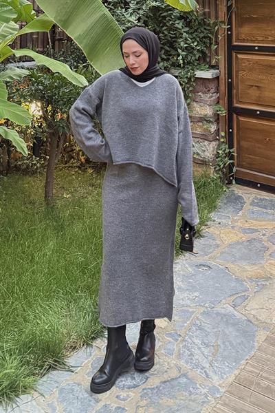 Etekli Triko Takım Antrasit