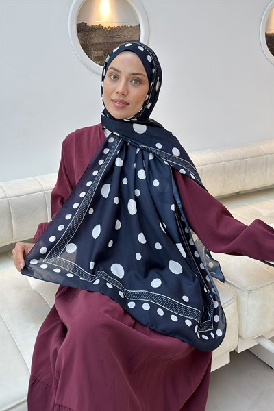 Puantiye Desen Soft Şal Lacivert