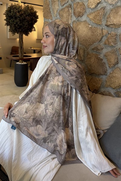 Vintage Flower Desen Bambu Şal vizonrengi