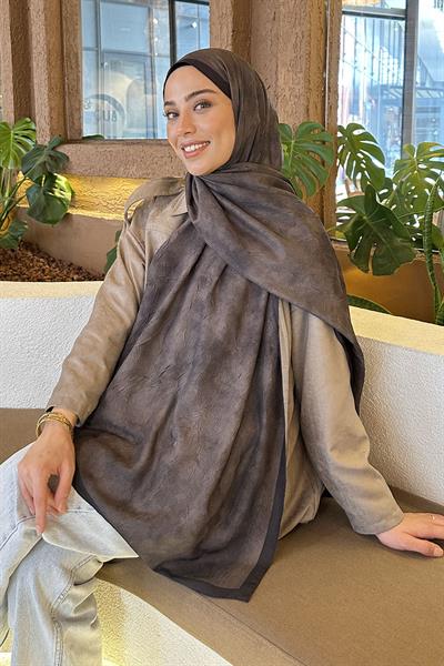 Bulut Desen Bambu Şal Siyah Kahverengi