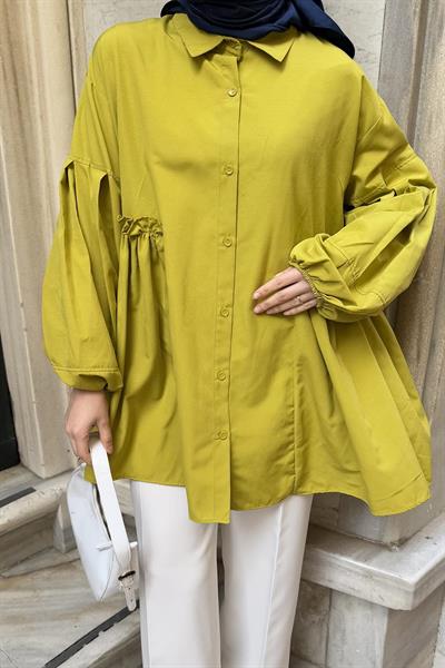 Lopez Balon Kol Tunik Yağ Yeşili