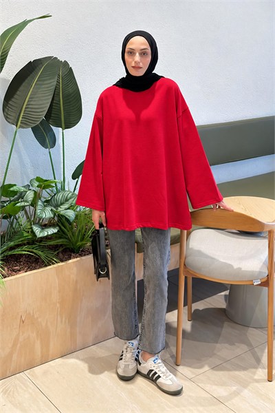 Oversize Basic Sweat Kırmızı