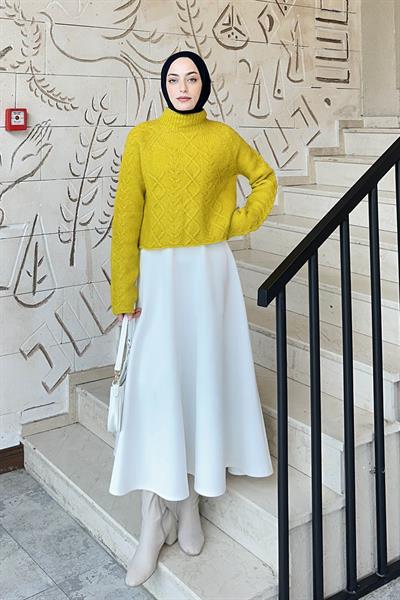 Örgülü Kazak Hardal Sarısı