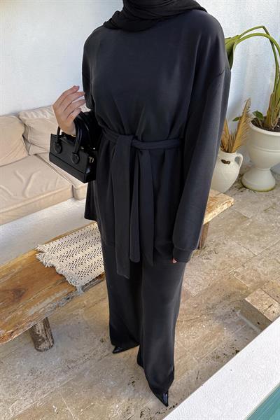 Bağlama Detaylı İkili Takım Siyah