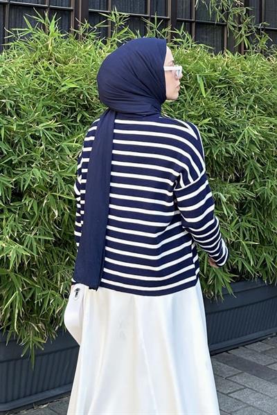 Çizgili BalIkçı Kazak Lacivert