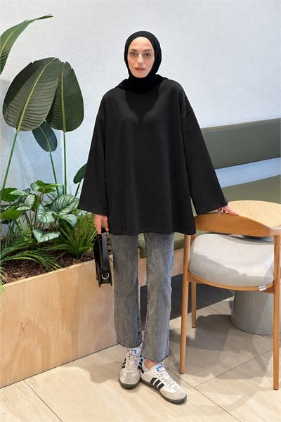 Oversize Basic Sweat Siyah