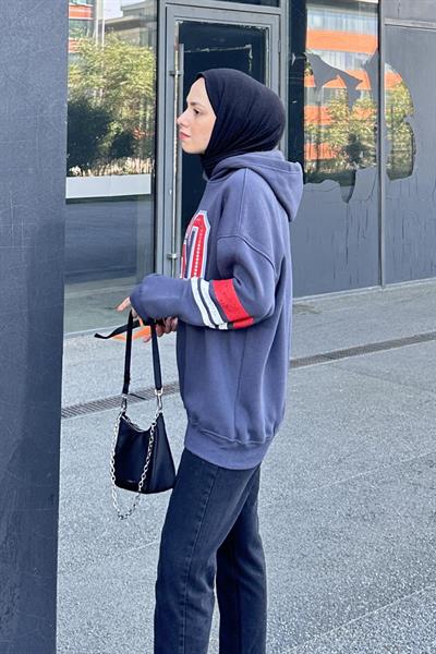 Go Baskılı Üç İplik Sweat Füme