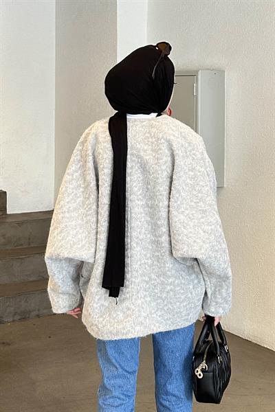 Bağlamalı Kaşe Kimono Gri