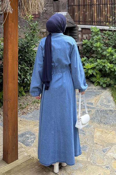 Beli Lastikli Kot Elbise Kot Mavisi