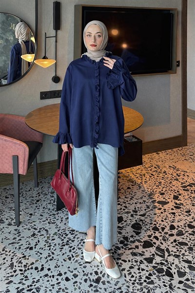 Fırfırlı Gömlek Lacivert