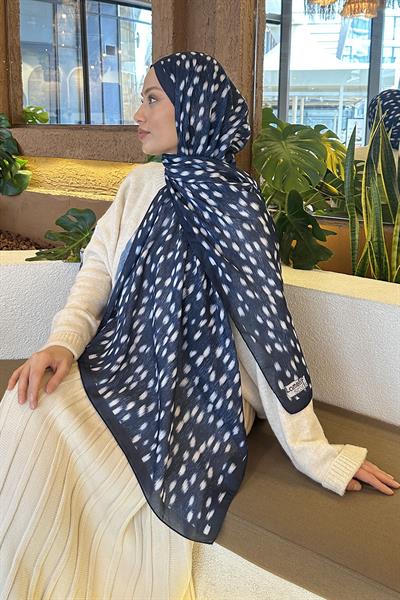 Ceylan Desen Soft Şal Lacivert