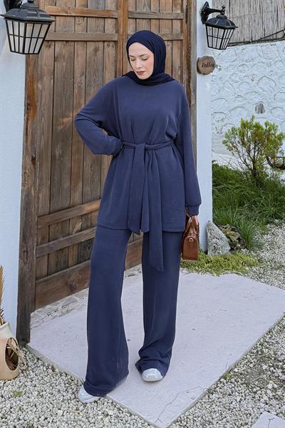 Bağlama Detaylı İkili Takım Lacivert