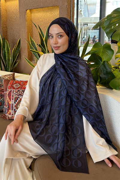 Halka Desen Ferah Şal Lacivert