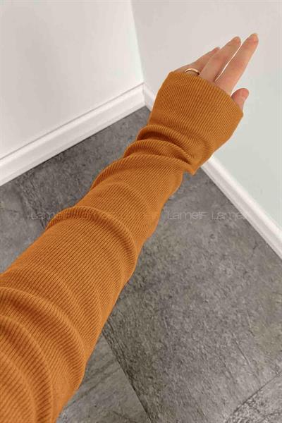 Balıkçı Yaka Fitilli Body Camel