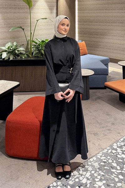 Gömlek-Etek Tesettür Takım Siyah