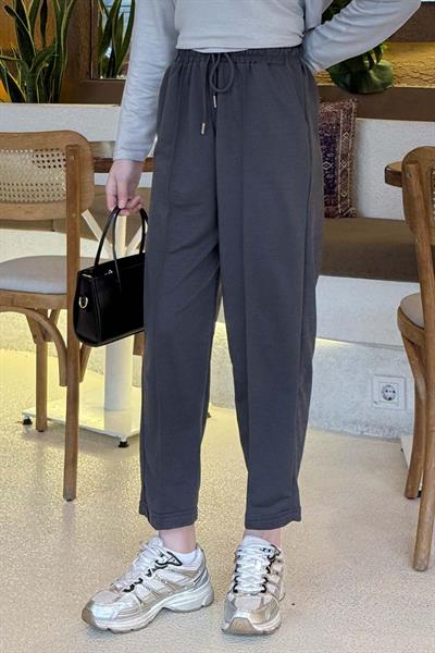 Çıma Detaylı Kordonlu Eşofman Altı Antrasit