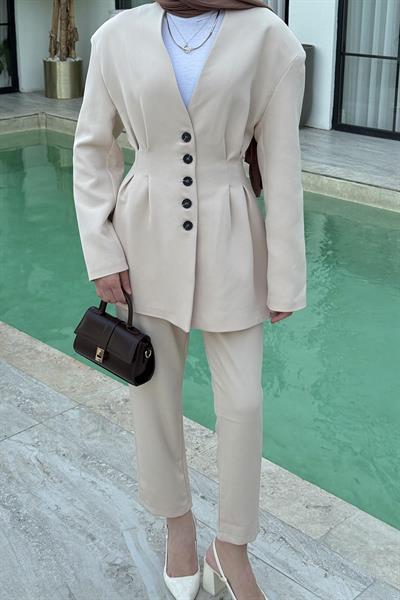 Pensli Ceket-Pantolon İkili Takım Taş