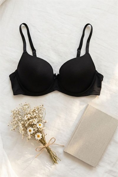 Desteksiz Kurdela Detay Sütyen Siyah