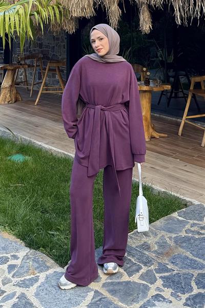 Bağlama Detaylı İkili Takım Bordo