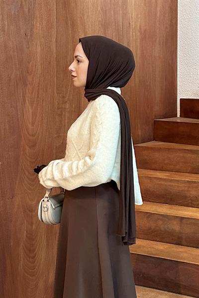 Örgülü Kazak Krem