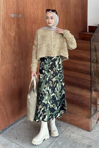 Yumoş Havlu Desen Hırka Sütlü Kahve