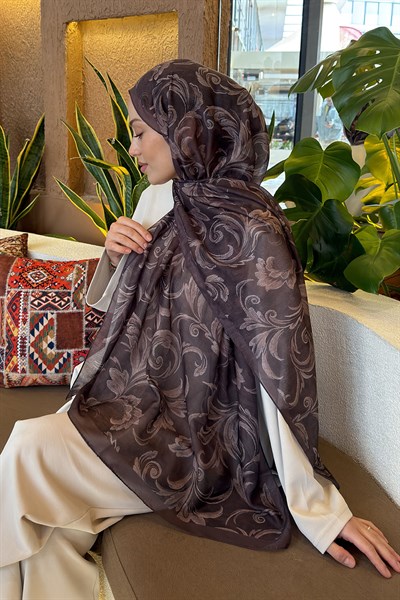 Etnik Desen Ferah Şal Soft Kahve