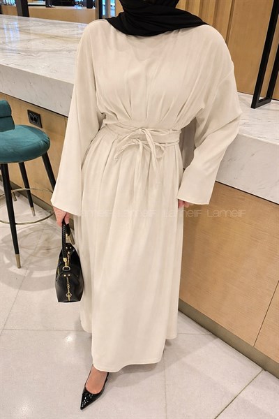 Nora Bağcıklı Tesettür Elbise Taş