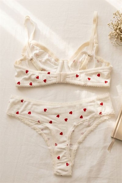 Desnli Sütyen Takım Kırmızı