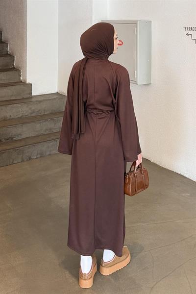 Bağlama Detaylı Elbise Acı Kahverengi