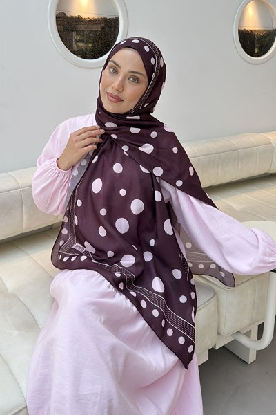 Puantiye Desen Soft Şal Koyu Bordo