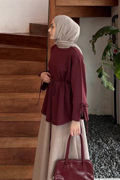 Yırtmaç Detaylı Sweat Bordo
