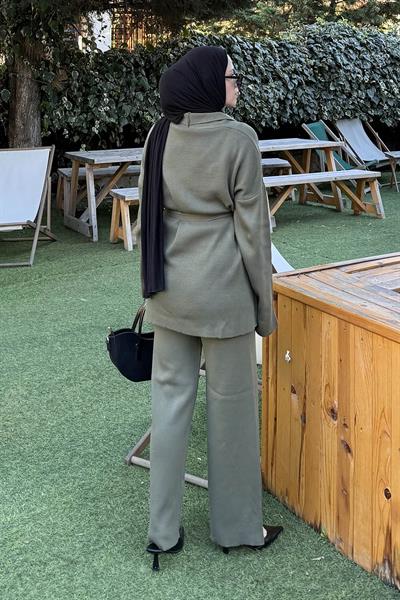 Üçlü Triko Takım Haki