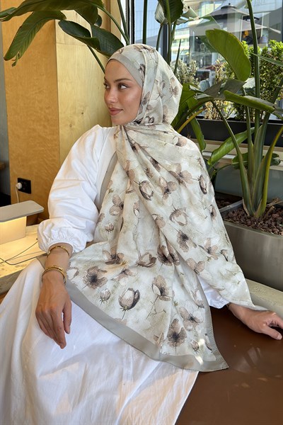 Çiçek Desen Lara Soft Şal Mint Yeşili