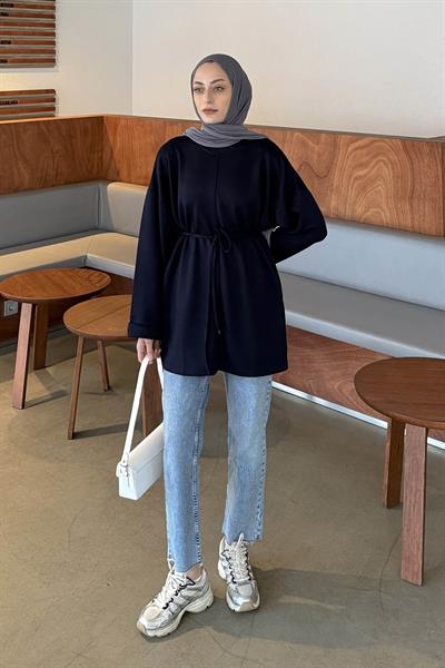 Bağlama Detaylı Sweat Lacivert