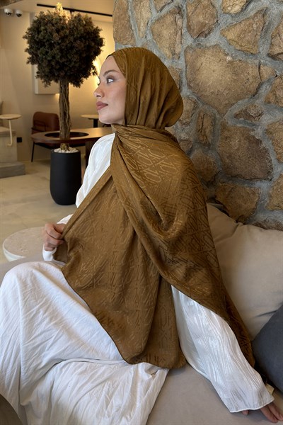 Etnik Desen Ayrobin Floş Jakar Şal Camel