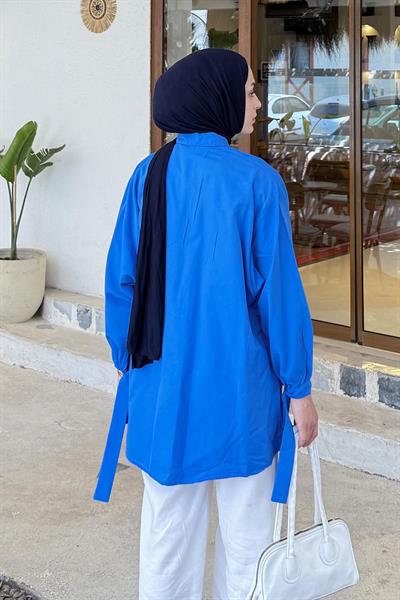 Kol Detaylı Gömlek 
Oversize Gömlek Saks Mavisi