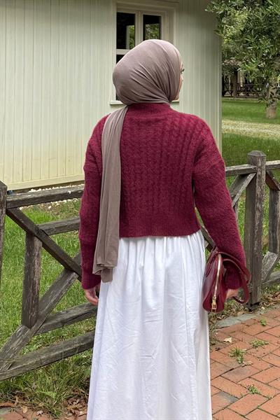 Crop Triko Kazak Bordo