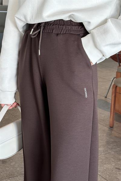 Modal Kumaş Bol Paça Eşofman Acı Kahverengi