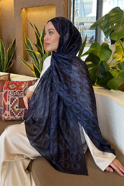 Halka Desen Ferah Şal Lacivert
