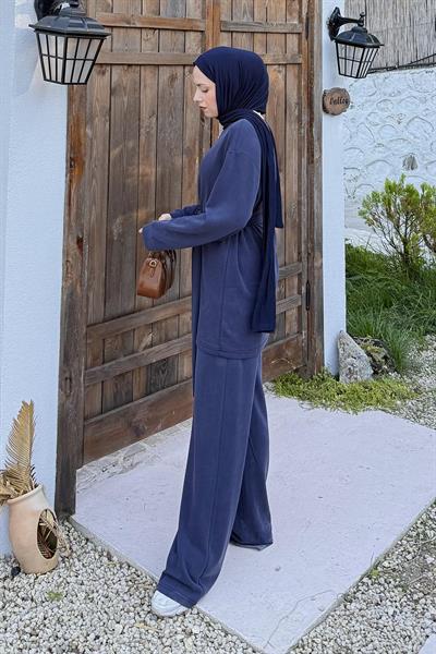 Bağlama Detaylı İkili Takım Lacivert