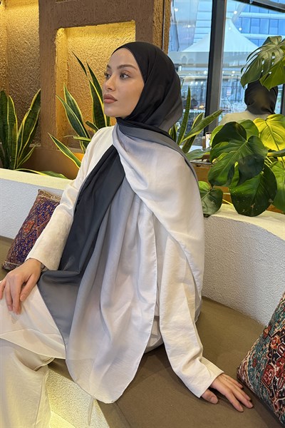 Degrade Desen Soft Şal Siyah beyaz