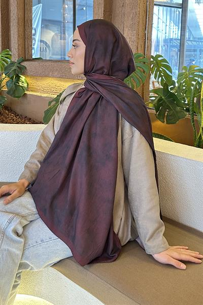 Bulut Desen Bambu Şal Koyu Bordo