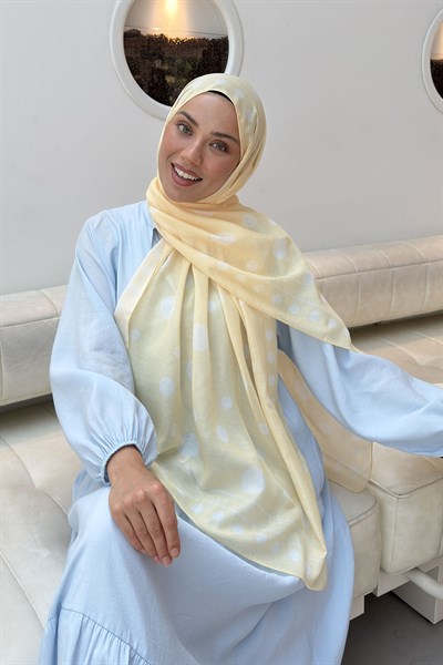 Puantiye Desen Soft Şal Sarı