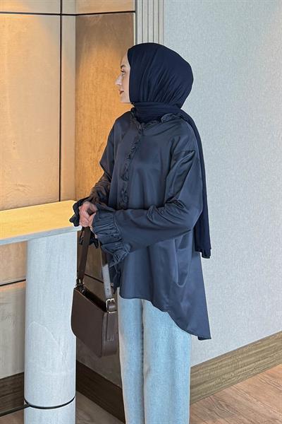 Fırfırlı Gömlek Gece Mavisi