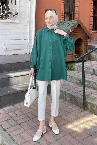 Kol Detaylı Gömlek 
Oversize Gömlek Zümrüt Yeşili